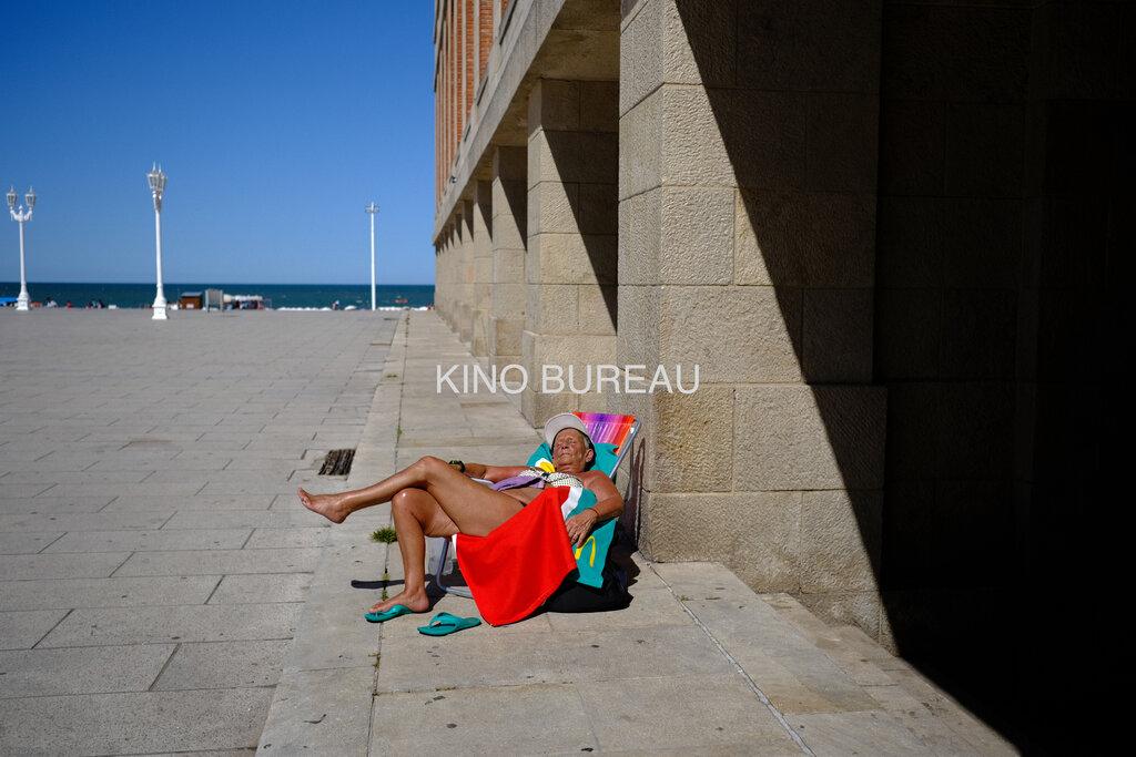 Woman Sunbathing in Mar del Plata's Casino